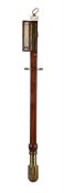 Y A REGENCY BRASS MOUNTED MAHOGANY MARINE MERCURY STICK BAROMETER