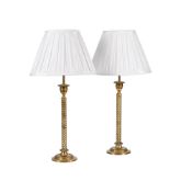 A PAIR OF BRASS TABLE LAMPS