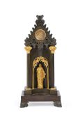 A PATINATED AND GILT BRONZE SHRINE