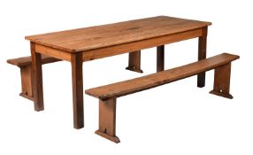 A CHESTNUT AND OAK DINING TABLE