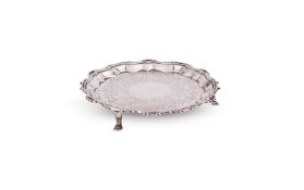 A GEORGE II SILVER SHAPED CIRCULAR WAITER