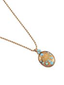 AN EARLY VICTORIAN TURQUOISE SET OVAL LOCKET, CIRCA 1860