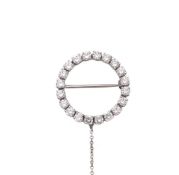 AN ITALIAN DIAMOND HOOP BROOCH, SHEFFIELD 1989 IMPORT MARK