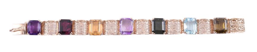 A MULTI GEM SET BRACELET