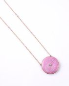 AN EDWARDIAN PINK ENAMEL AND SEED PEARL NECKLACE