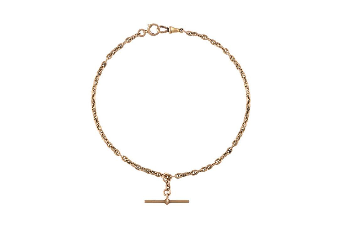 A LATE VICTORIAN GOLD ANCHOR LINK ALBERT CHAIN