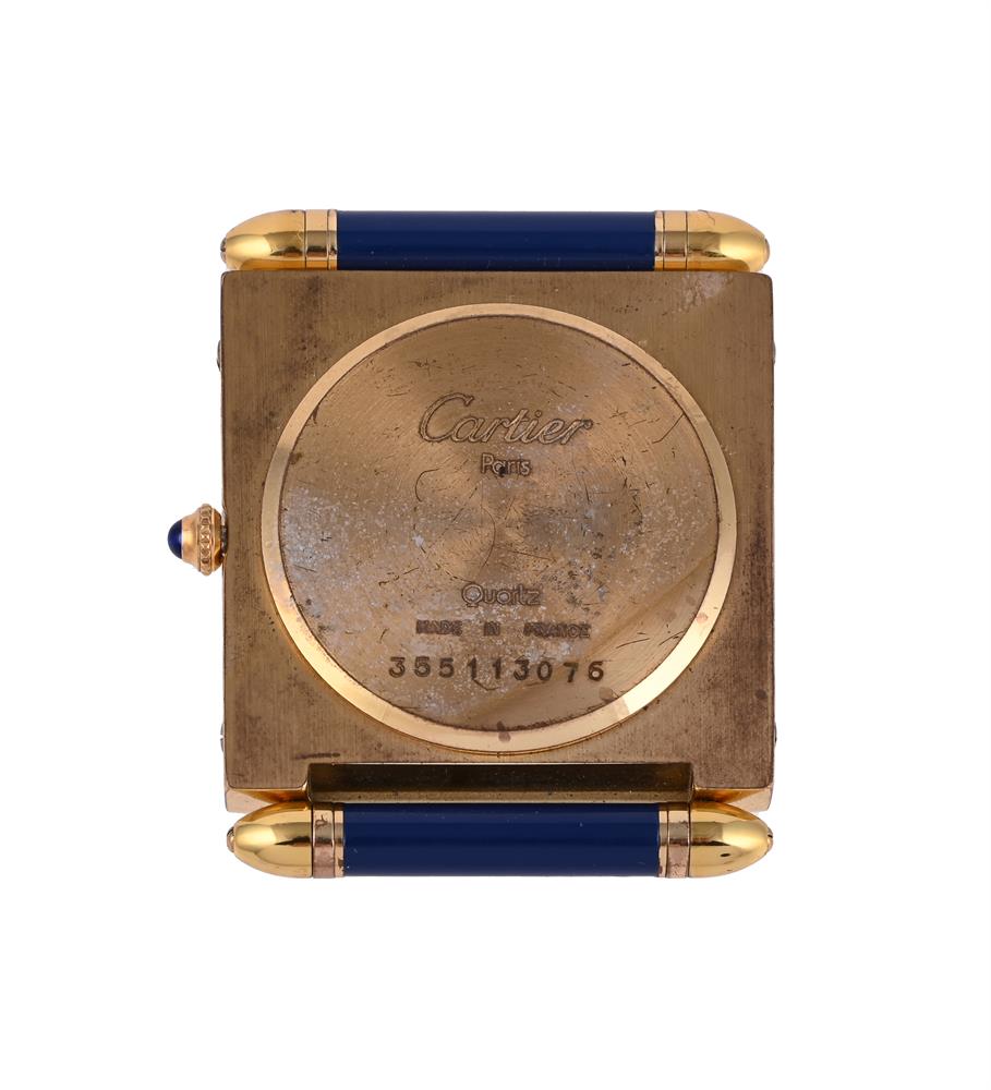 CARTIER, A BRASS TRAVELLING ALARM DESK CLOCK - Image 3 of 3