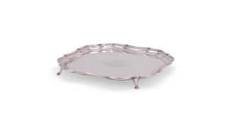 A SILVER SHAPED SQUARE SALVER