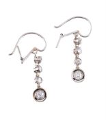 A PAIR OF DIAMOND DROP EAR PENDANTS