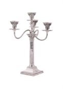 A VICTORIAN SILVER FOUR LIGHT CANDELABRUM