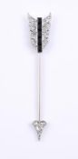 A 1930S ONYX AND DIAMOND JABOT PIN