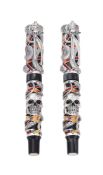 MONTEGRAPPA, CHAOS, A LIMITED EDITION FOUNTAIN PEN, ROLLERBALL PEN AND INK WELL