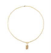 A GOLD COLOURED BOX LINK CHAIN