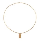 A GOLD COLOURED PENDANT ON CHAIN