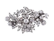 A VICTORIAN DIAMOND FLORAL SPRAY BROOCH, CIRCA 1880