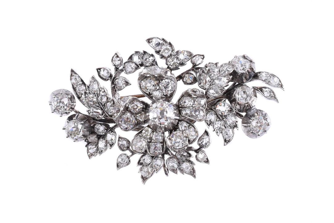 A VICTORIAN DIAMOND FLORAL SPRAY BROOCH, CIRCA 1880 - Image 1 of 2