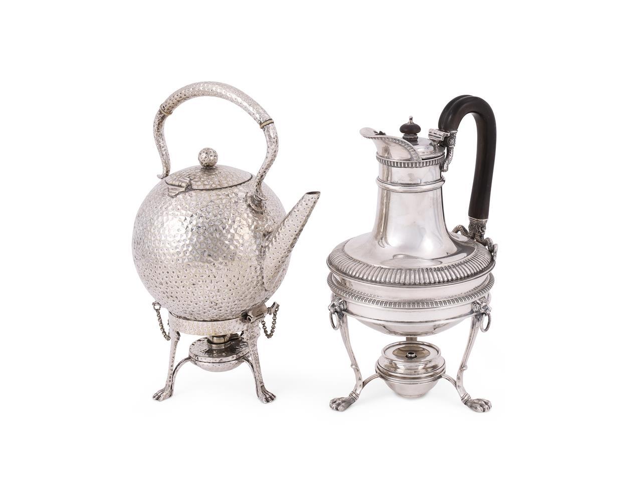 Y AN EDWARDIAN SILVER COFFEE BIGGIN ON STAND