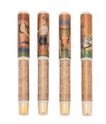 Y VISCONTI, TAROTS, FOUR LIMITED EDITION FOUNTAIN PENS
