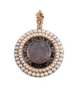 A WILLIAM IV GOLD, ENAMEL AND SEED PEARL MOURNING LOCKET, CIRCA 1833
