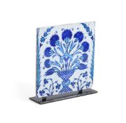 AN IZNIK BLUE AND WHITE PAINTED BORDER TILE, OTTOMAN, ANATOLIA, MID 19TH CENTURY