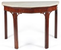 A GEORGE III MAHOGANY AND MARBLE TOPPED SIDE TABLE, CIRCA 1770