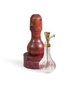 AN OTTOMAN LEAD CRYSTAL WATER PIPE (NARGILEH) WITH ORIGINAL LEATHER CASE TURKEY, EARLY 19TH CENTURY
