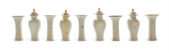 A WHITE PORCELAIN MINIATURE ‘SHIPWRECK’ GARNITURE, CHINESE, 18TH CENTURY