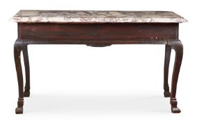 A GEORGE II OAK AND MARBLE TOPPED SIDE TABLE, MID 18TH CENTURY
