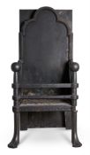 A CAST IRON FIRE GRATE, ATTRIBUTED TO WILLIAM BURGES FOR HART, SON, PEARD & CO., CIRCA 1875