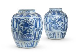 TWO LARGE BLUE AND WHITE JARS, CHINESE, WANLI (1573-1620)