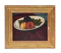 SIR EDWARD JOHN POYNTER (ENGLISH 1826-1919), GRAPES AND PEACHES ON A WHITE PLATE