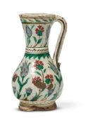 AN IZNIK POTTERY JUG, OTTOMAN, TURKEY, EARLY 17TH CENTURY