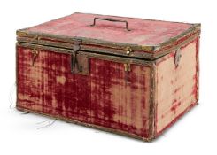 A LOUIS XIV RED VELVET COVERED TABLE BOX, 17TH CENTURY