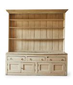 A ENGLISH GREY PAINTED PINE DRESSER, 18TH CENTURY