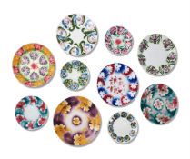 TEN KUZNETSOV POTTERY POLYCHROME PLATES, FIRST QUARTER 20TH CENTURY