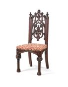 A VICTORIAN OAK GOTHIC SIDE CHAIR, CIRCA 1860