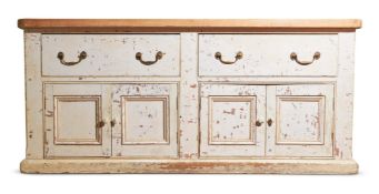 A WHITE PAINTED PINE DRESSER BASEIN VICTORIAN STYLE