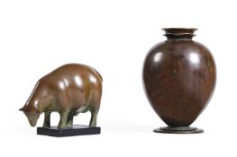 A BRONZE VASE BY EVAN JENSEN, POSSIBLY DATED 1935