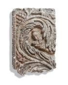 TWO SECTIONS OF CARVED LIMESTONE FRIEZES, PROBABLY 17TH CENTURY