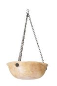AN ALABASTER PENDANT DISH CEILING LIGHT BY ROBERT KIME LTD The bowl 11cm high