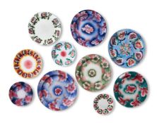 TEN KUZNETSOV POTTERY POLYCHROME PLATES, FIRST QUARTER 20TH CENTURY