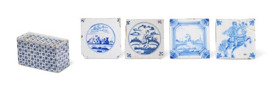 AN ENGLISH DELFT BLUE AND WHITE FLOWER BRICK, CIRCA 1760