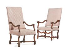 TWO LOUIS XIV WALNUT FAUTEUIL, LATE 17TH CENTURY