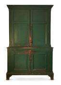 A GEORGE III PAINTED LINEN PRESS, LATE 18TH CENTURY