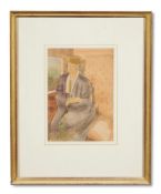 λ HENRY LAMB (BRITISH 1883-1960), STUDY OF A FIGURE IN A TRAIN CARRIAGE
