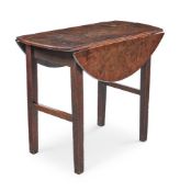 A GEORGE II BURR OAK DROP LEAF TABLE, MID 18TH CENTURY