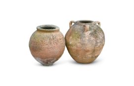 TWO TERRACOTTA OLIVE JARS, CIRCA 1900