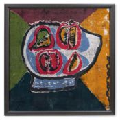 λ ROBERT MACBRYDE (BRITISH 1913-1966), STILL LIFE OF FRUIT ON A PLATTER