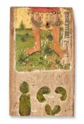 A MEDIEVAL PAINTED PANEL FRAGMENT, CIRCA 1500