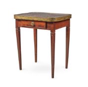 A LOUIS XVI WALNUT AND DARK BRECHE MARBLE CENTRE TABLE, LATE 18TH CENTURY